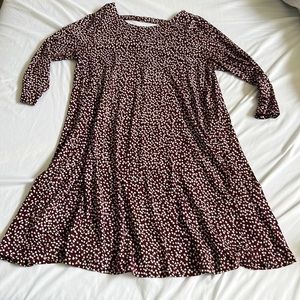 Maroon and White Floral Flowy STRETCH dress